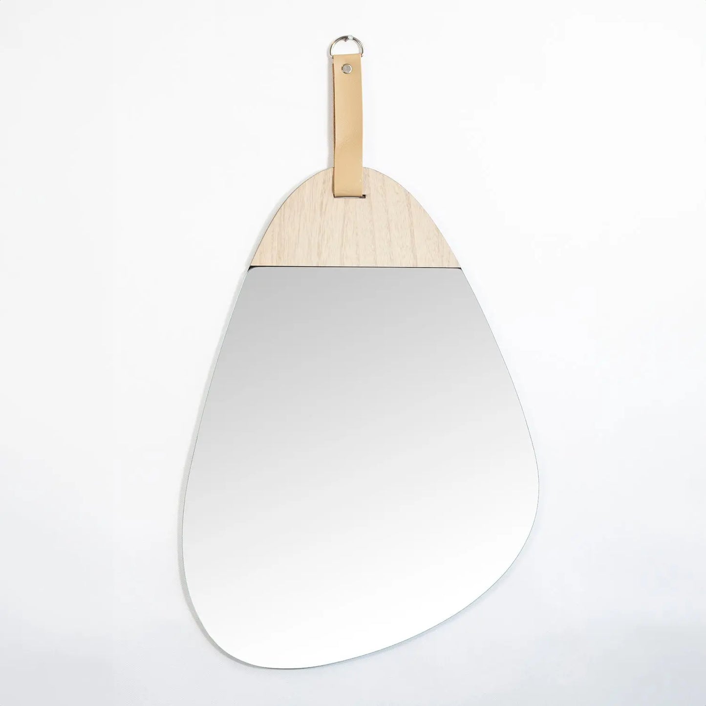 Miroir déco poire avec sangle en cuir
