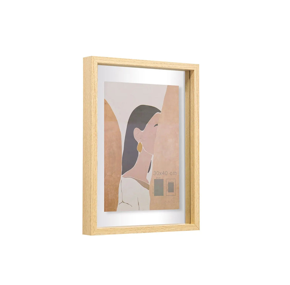 Cadre bi-verre MDF naturel 21x29.7 cm biais