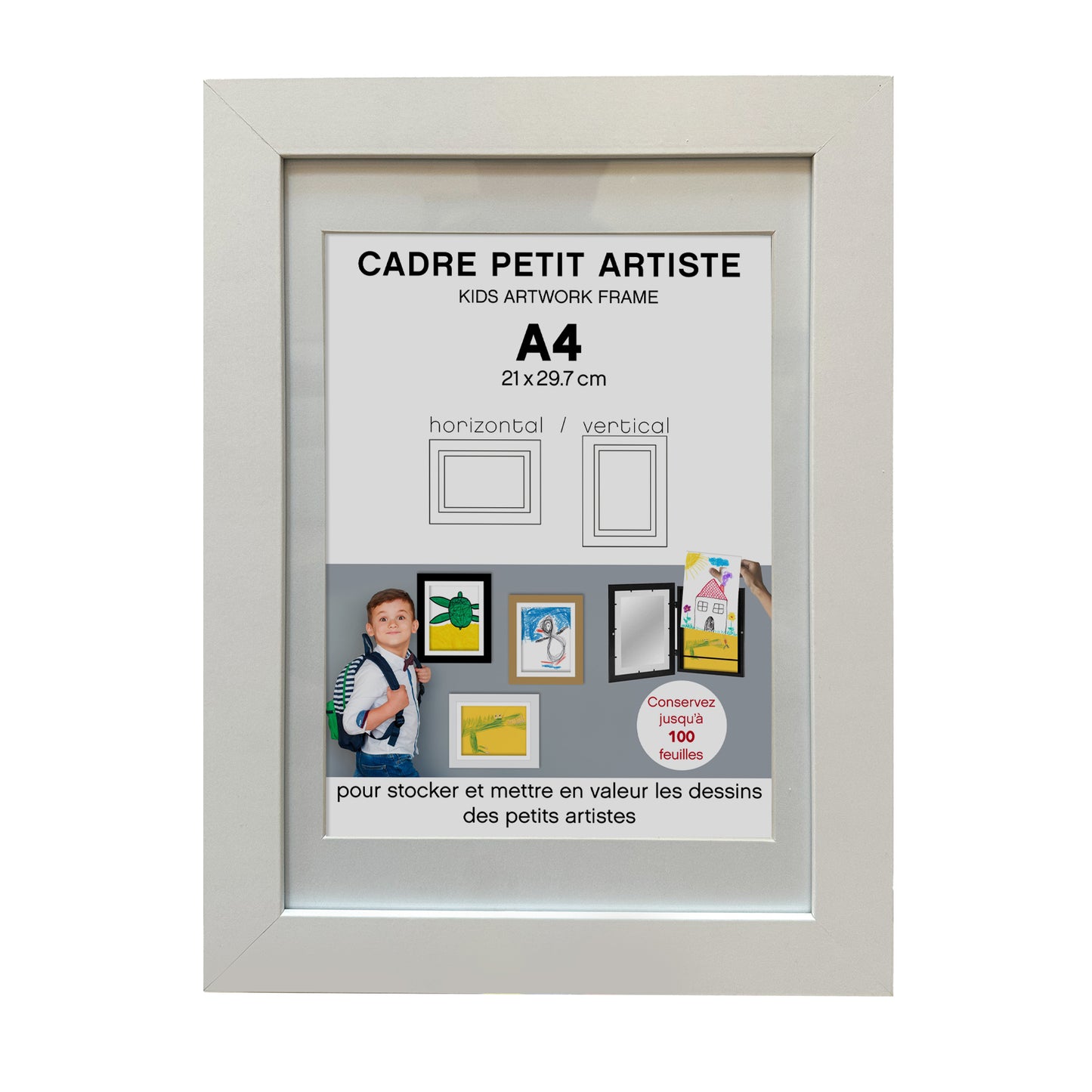 Cadre "Petit Artiste" pour dessin d'enfant A4 blanc