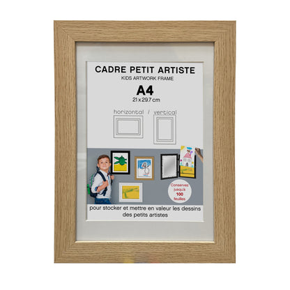 Cadre "Petit Artiste" pour dessin d'enfant A4 imitation chêne