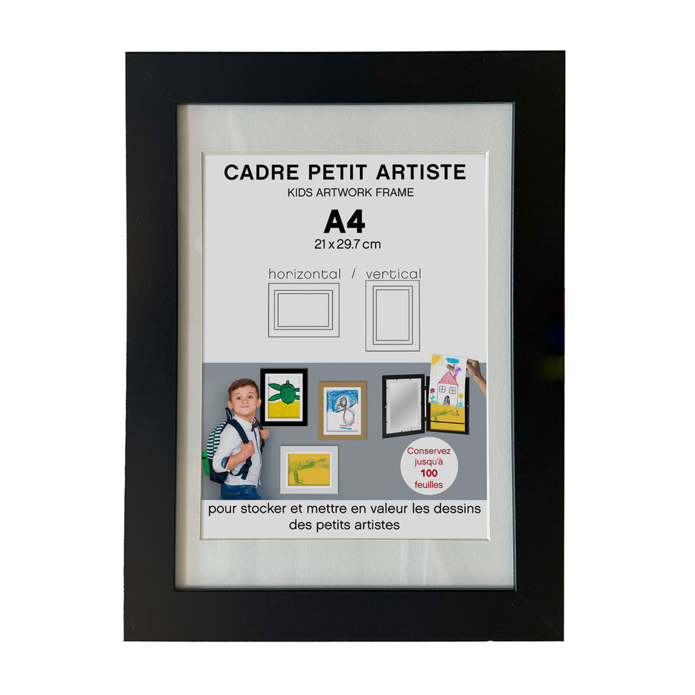 Cadre "Petit Artiste" pour dessin d'enfant A4 noir